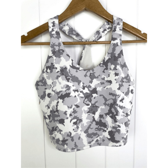 Kyodan Army Camo Grey Racerback Workout Sports Bra Longline Size S - Picture 1 of 8